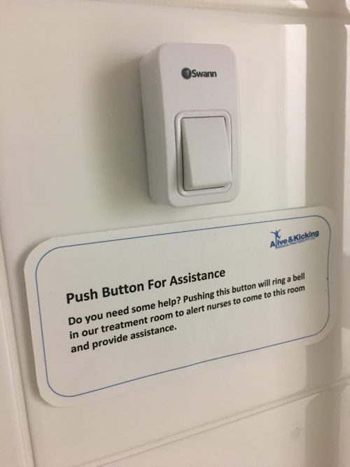 Panic button for patient in toilet